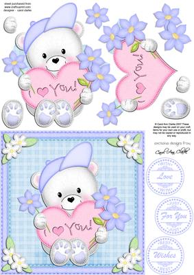 Teddy Ed's Heart Quick Card N 3D Decoupage