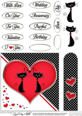 Kool Kats Purrfect Love Quick Card with Decoupage
