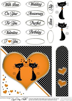 Kool Kats Purrfect Love Quick Card with Decoupage