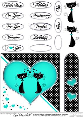 Kool Kats Purrfect Love Quick Card with Decoupage