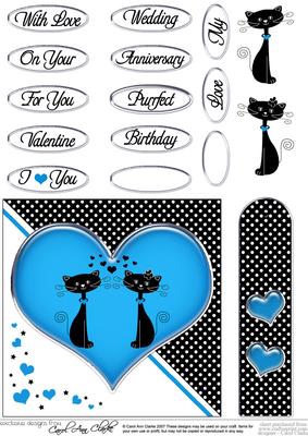 Kool Kats Purrfect Love Quick Card with Decoupage