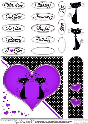 Kool Kats Purrfect Love Quick Card with Decoupage