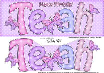 Large Dl Birthday Teah Card & 3D Decoupage