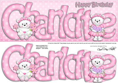 Large Dl Birthday Charlotte Card & 3D Decoupage