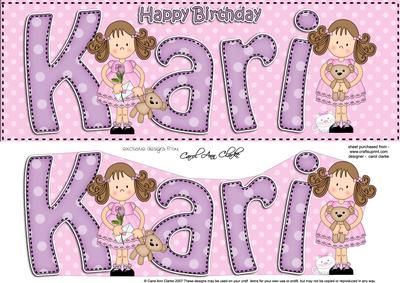 Large Dl Birthday Kari Card & 3D Decoupage