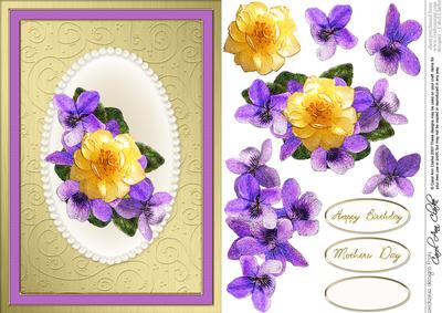Flowers & Pearls Quick Card with Decoupage