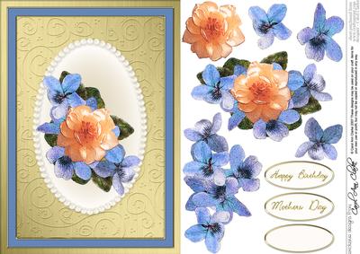 Flowers & Pearls Quick Card with Decoupage