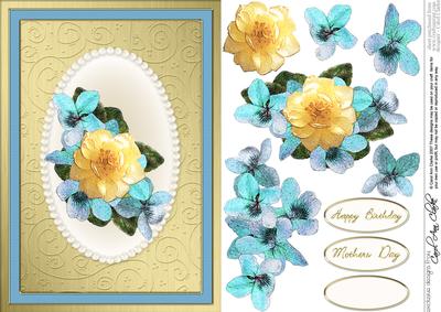 Flowers & Pearls Quick Card with Decoupage