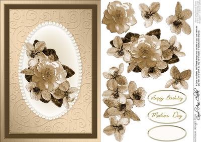 Flowers & Pearls Quick Card with Decoupage