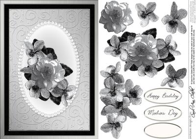 Flowers & Pearls Quick Card with Decoupage