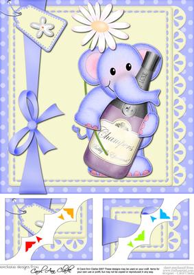 8 x 8 Lola Elephant's Champagne Scalloped Corner Topper