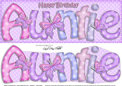 Large Dl Birthday Auntie Quick Card N 3D Decoupage