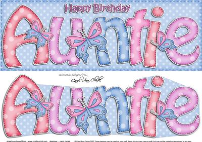 Large Dl Birthday Auntie Quick Card N 3D Decoupage
