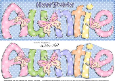 Large Dl Birthday Auntie Quick Card N 3D Decoupage