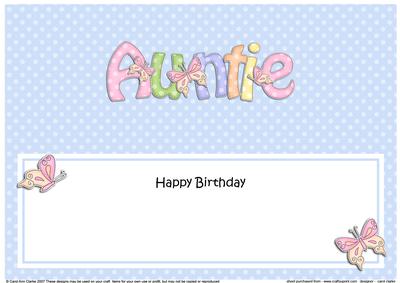Birthday Auntie Matching Large Dl Insert