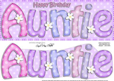 Large Dl Birthday Auntie Quick Card N 3D Decoupage