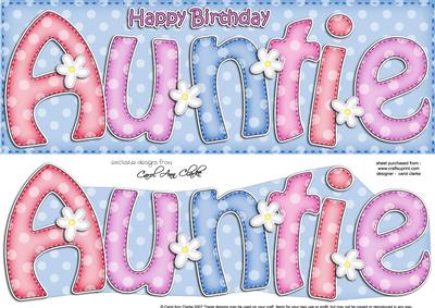 Large Dl Birthday Auntie Quick Card N 3D Decoupage