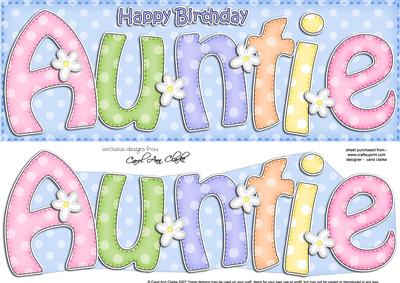 Large Dl Birthday Auntie Quick Card N 3D Decoupage