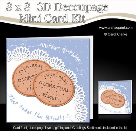 8 x 8 Digestive Biscuits Birthday Mini Kit 3D Decoupage