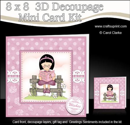 8 x 8 3D Girlz Roz Loves Reading Mini Kit 3D Decoupage