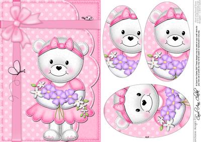 A5 Teddy Tess's Flowers Oval Pyramage Topper