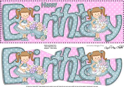 Girlz Birthday Large Dl Quick Card 3D Decoupage