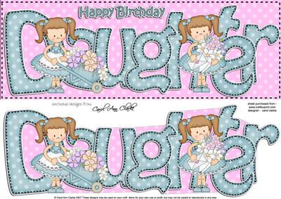 Girlz Birthday Daughter Large Dl Quick Card 3D Decoupage