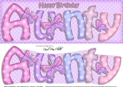 Large Dl Birthday Aunty Card & 3D Decoupage