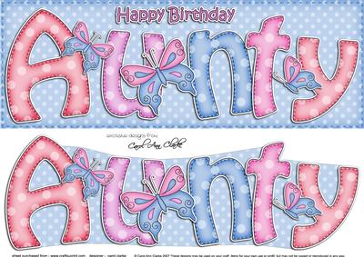 Large Dl Birthday Aunty Card & 3D Decoupage
