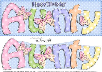 Large Dl Birthday Aunty Card & 3D Decoupage