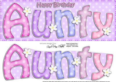 Large Dl Birthday Aunty Card & 3D Decoupage