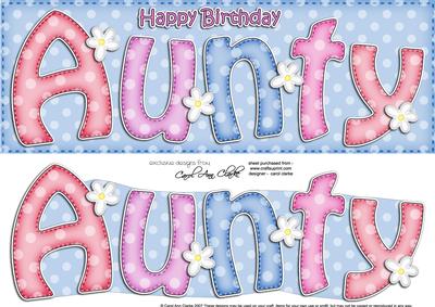Large Dl Birthday Aunty Card & 3D Decoupage