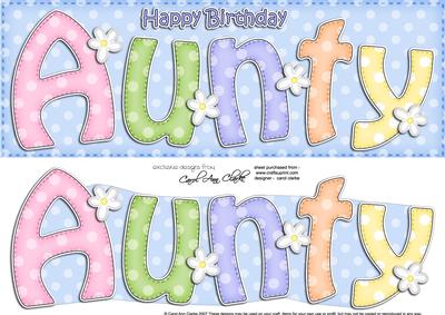 Large Dl Birthday Aunty Card & 3D Decoupage