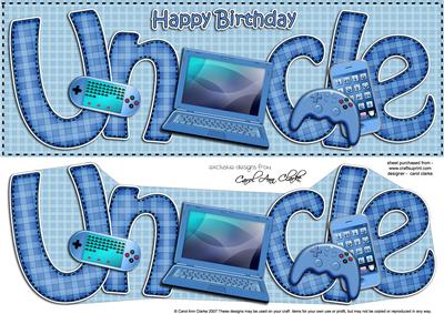 Large Dl Birthday Uncle Card & 3D Decoupage