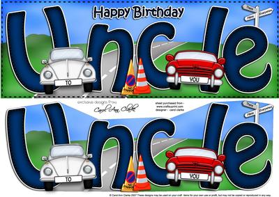 Large Dl Birthday Uncle Card & 3D Decoupage