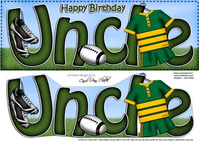 Large Dl Birthday Uncle Card & 3D Decoupage