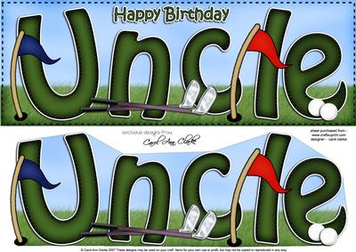 Large Dl Birthday Uncle Card & 3D Decoupage