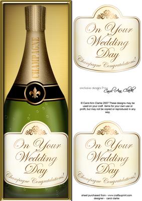 Large Dl Wedding Champers in a Box Quick Card 3D Decoupage