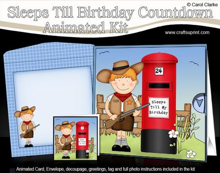 3D Boyz Cowboy Zeb Sleeps Till My Birthday Card