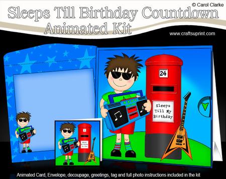 3D Boyz Rock Star Jaz's Boombox Sleeps Till My Birthday Card