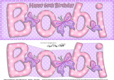 Large Dl 60th Birthday Bobi Card & 3D Decoupage