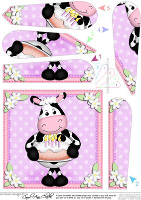 Milly Moo Cow's Birhtday Cake Fan Pyramage Topper