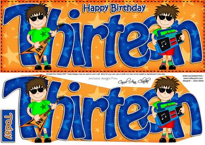 13th Birthday Large Dl Quick Card N 3D Decoupage
