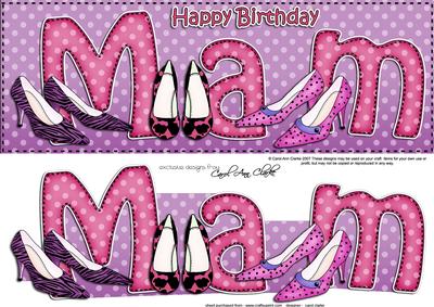 Large Dl Birthday Mam Quick Card 3D Decoupage