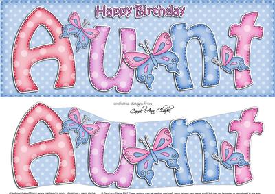 Large Dl Birthday Aunt Quick Card 3D Decoupage
