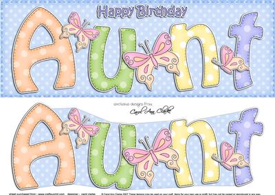 Large Dl Birthday Aunt Quick Card 3D Decoupage
