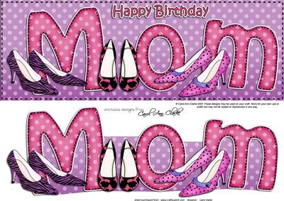 Large Dl Birthday Mom Quick Card 3D Decoupage