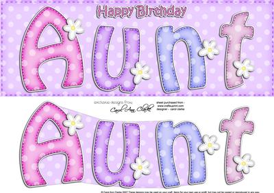 Large Dl Birthday Aunt Quick Card & 3D Decoupage