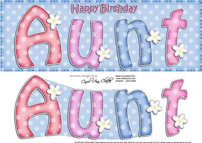 Large Dl Birthday Aunt Quick Card & 3D Decoupage