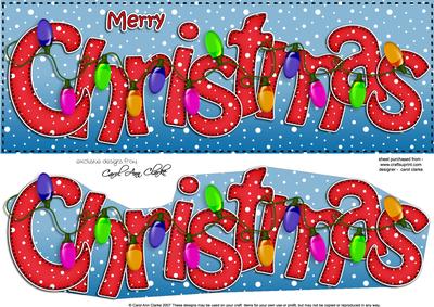 Large Dl Merry Christmas Quick Card 3D Decoupage